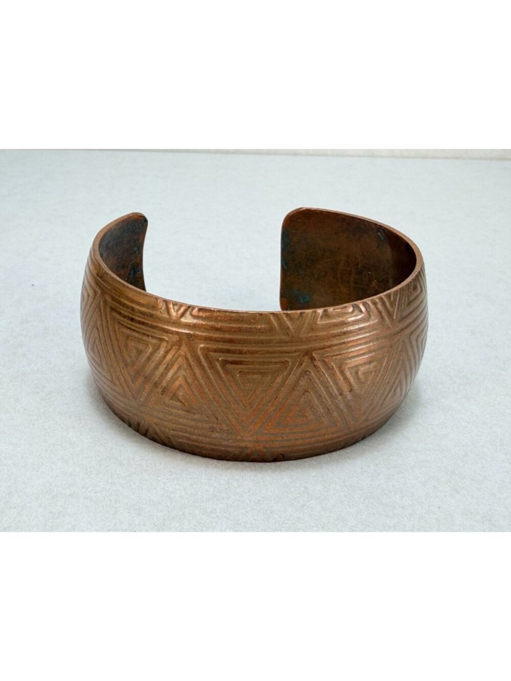 Vintage Wide Solid Copper Cuff Bracelet Geometric Tribal Boho Statement
